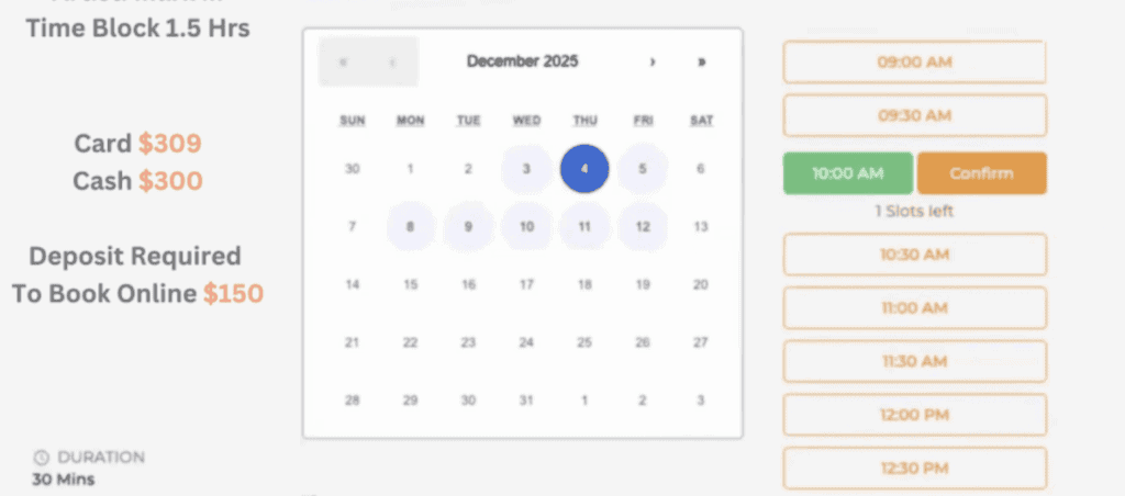 Pet Grooming Booking Software Calendar