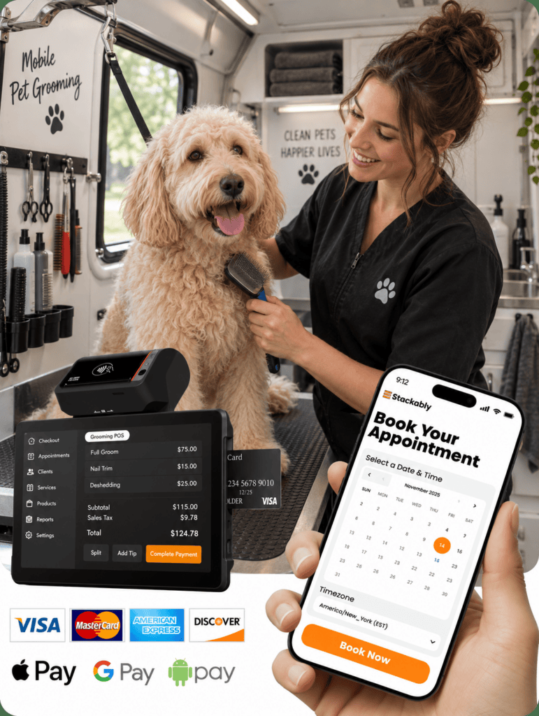 Image of a Mobile pet groomer in the truck